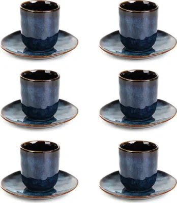 Produktbild von HOMLA 6er-Set Tasse CASPER für Espresso mit Unterteller in dunkelblau 0,08 l