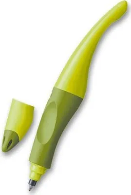 Obrázok produktu pre Ergonomické guľôčkové pero pre pravákov - STABILO EASYoriginal v limetkovej/zelenej farbe - jedno pero - farba písania modrá (vymazateľné) - náplň je súčasťou balenia