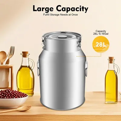 Image de Réservoir en acier inoxydable de 28 litres, récipient hermétique pour l'alimentation et la restauration