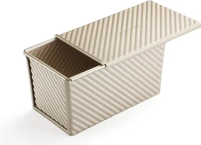 Produktbild von Brot Toastform Laib Pfanne Brotbackform Kastenform mit Deckel gewellt Pullman-Laib Pfanne Brotbackform mit Deckel Gebäck Brotbackform Allumiumlegierung Antihaftgold 450g Teig