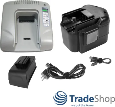 Produktbild von Trade-Shop 2in1 Set: Ni-MH Akku 12V 2,0Ah + USB Ladegerät kompatibel mit Milwaukee LokTor PDD12X PES12T PJX12PP PLD12X PN12PP PPS12PP PSG12PP PSM12PP