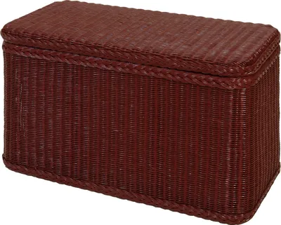 Produktbild von KRINES HOME Rattan Wäschekorb / Wäschetruhe mit stabilem Deckel / in Bordeaux-Rot