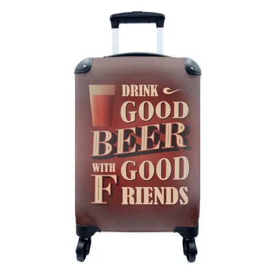Produktbild von MuchoWow® Koffer Handgepäck Trolley Rollkoffer Kleine Reisekoffer mit 4 Rollen - Mancave - Bier - Vintage - Freunde - Cabin Size < 55x40x23 cm & 55x40x20 cm - Fotokoffer - Kabinenkoffer - Boardgepäck - Reise-Box - Reisekoffer - Reisegepäck - Koffer mit Bild - Trolley für Kinder