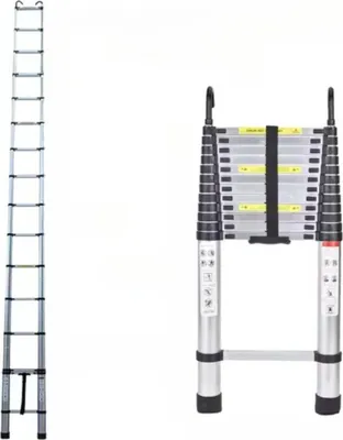 Produktbild von Nata Teleskop-Dachbodenleiter – 5m  – Klapptreppe – Ausziehbare Aluminiumleiter – Tragbar – EN131 – Max. Belastung 150kg