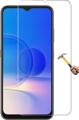 A screen protector for a smartphone is shown next to a smartphone.