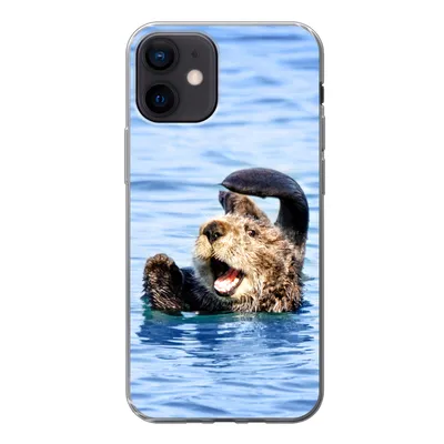 Produktbild von MuchoWow® Handyhülle Schutzhülle Hülle für iPhone 12 Seeotter - Lustig - Wasser - Kinder - Jungen - Mädchen - Kind Silikon Softcase Handy Hülle - Schutzhülle