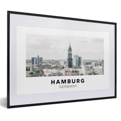 Produktbild von MuchoWow® Gerahmtes Poster Deutschland - Hamburg - Huizen 60x40 cm - Poster mit Schwarzem Bilderrahmen Wandposter Rahmen Foto Bilder - Schlafzimmer - Plakat in Rahmen - Drucken