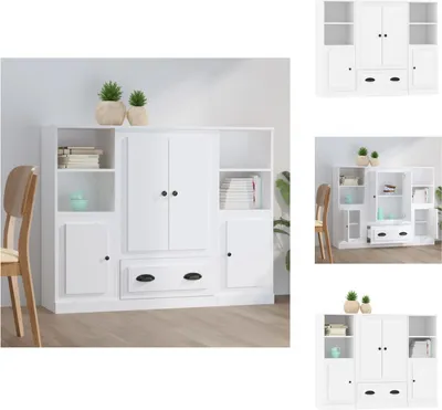 Immagine prodotto di vidaXL Credenze 3 pezzi. Materiale a base di legno bianco - Credenze