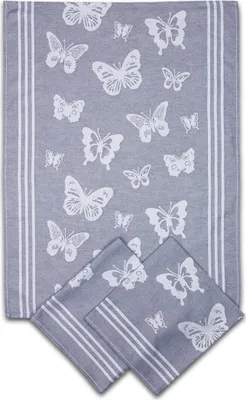 Obrázok produktu pre Kuchynské utierky, extra savé, motýliky, sivé, 50x70 cm, 3 kusy