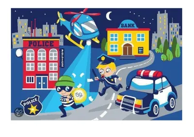 Produktbild von Associated Weavers Kinderteppich Teppich Kinderteppich Kinder Teppich Spielteppich Boys 04 Police Verbrecherjagd 80 x 120 cm