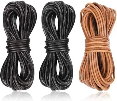 Immagine prodotto di 3 rotoli da 5 m x 2 mm di cordoncini in pelle per la creazione di gioielli