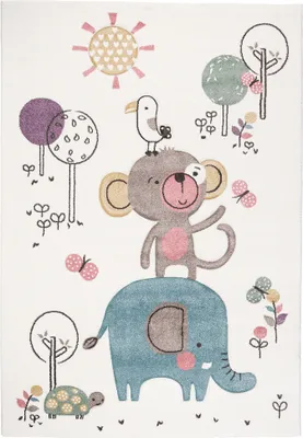 Produktbild von Kinderteppich | Spielteppich | Kurzflor | Verschiedene Motive, Größe:120x170 cm, Farbe:Creme Bunt