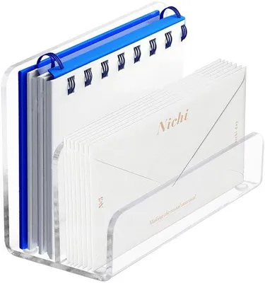 Produktbild von Unyqoos® Transparenter Acryl-Briefhalter, 2 Fächer (15 x 7,1 x 10,7 cm) – Briefablage für Post, Dokumente & Rechnungen, Büro & Zuhause
