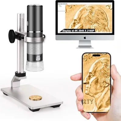 Productafbeelding van Ninyoon 4K WiFi Microscoop, professionele standaard, compatibel met iPhone, Android, PC. 50-1000x digitale USB draadloze HD-camera, geschikt voor alle smartphones, iPads, tablets, Windows en Mac