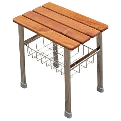 Duschhocker Hartholz Edelstahl - 150kg belastbar