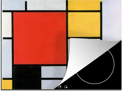 Produktbild von KitchenYeah© Herdabdeckplatte Kunst - Mondrian - Alte Meister - Komposition 2 , 70x52cm, Küche Deko, Glaskeramikkochfeld Herdabdeckung, Abdeckplatte fùr Kochfeld