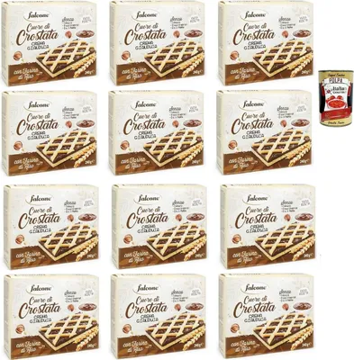 Produktbild von Falcone Cuor di Crostatina con Farcitura alla Crema di Gianduia, Kuchen mit Gianduia Creme, 12x 240g + Italian Gourmet polpa 400g