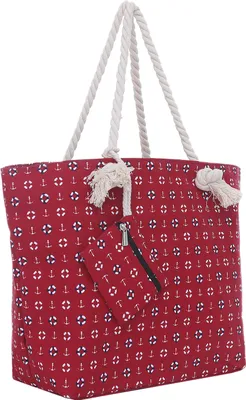 Produktbild von Große Strandtasche Shopper mit Reißverschluss - Strand-Maritim Design rot