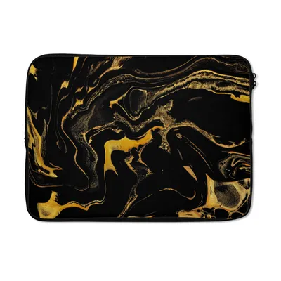 Produktbild von MuchoWow® Laptop Hülle 13 Zoll Muster - Gold - Schwarz Laptoptasche - Laptophülle - Sleeve - Rundumschutz