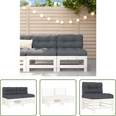 Produktbild von The Living Store Mittelsofas mit Kissen 2 Stk. Weiß Massivholz Kiefer