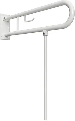 Produktbild von BELP Stützklappgriff in U-Form mit Standfuß & Toliettenpapierhalter Eisen Weiß 100x800x829 mm, 120 kg Traglast für Bad & WC >> zum Bohren