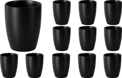 Produktbild von Kaffeebecher - Schwarz matt - Steingut - 12er Set