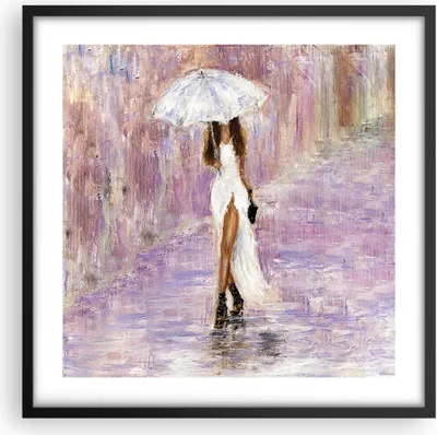 Produktbild von Gerahmtes Poster - Schwarzer Rahmen - Frau Regenschirm - 50x50 cm - Wand Bild - Wanddeko - Wandbilder - Kunstposter - Wandposter - Bilderrahmen - Bilder - Kunstdruck - Wandbild - P2BAC50x50-3822