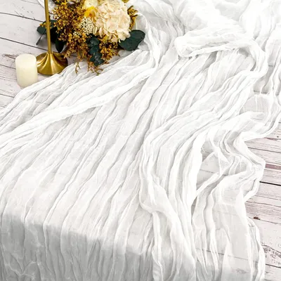 Produktbild von 2 Stück weiße Tischläufer aus Gaze 90 cm x 300 cm für Hochzeiten, Feiern und Veranstaltungen