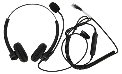 Zdjęcie produktu dla Przewodowy zestaw słuchawkowy do telefonu, redukcja szumów, dwuuszne słuchawki biznesowe z mikrofonem do obsługi klienta w call center, wtyczka RJ