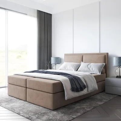 Produktbild von Bett Boxspringbett BRUNERO , TOPPER T25 ,mit Bettkästen - Doppelbett, Stauraum, Schlafzimmer, Polsterbett, Bettgestell (180x200, Cappuccino- ITAKA 48)