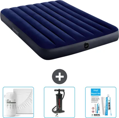 Produktbild von Intex Airbed - Doppelbett - 137 x 191 x 25 cm - Blau - Im Lieferumfang enthalten Spannbettuch - Pumpe en Reperaturset