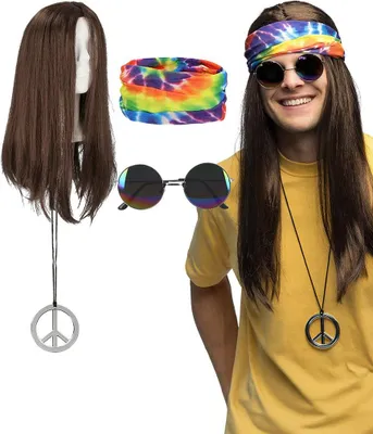 Produktbild von Hippie Set mit Perücke - Karneval Faschingskostüm