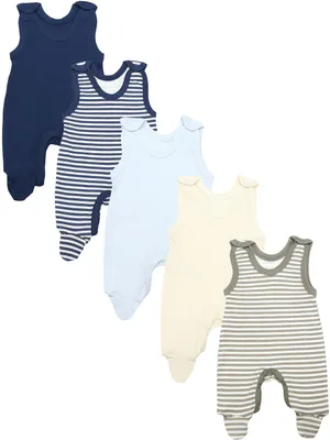 Produktbild von TupTam Baby Unisex Strampler mit Aufdruck Spruch 5er Pack, Farbe: Streifenmix Uni, Größe: 50