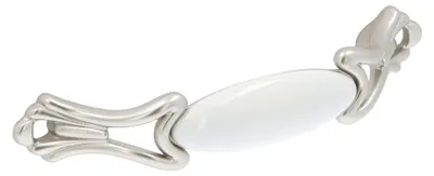 Obrázek produktu pro Madlo na nábytek, materiál: zinkový tlakový odlitek (zamac) a porcelán. Vzdálenost mezi otvory: 96 mm. Barva: stříbrná. Sada 6 kusů
