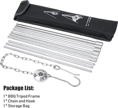 Imagen del producto de Estufa de barbacoa plegable, estructura trípode para barbacoa, soporte trípode para fuego abierto