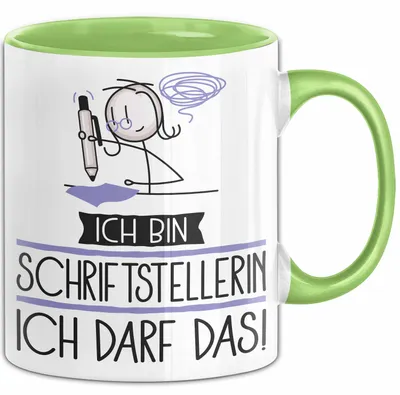 Produktbild von Geschenk für Schriftstellerin Tasse Lustige Geschenkidee Geburtstag Ich Bin Schriftstellerin Ich Darf Das (Grün)