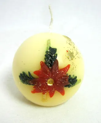 Produktbild von Kugelkerze "Weihnachtsstern" Creme-Bunt, Ø ca.6 cm