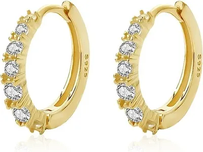 Produktbild von ROUGEMONT Funkelnde Hoop Creolen Ohrringe aus 925 Sterling Silber 18K Gold
