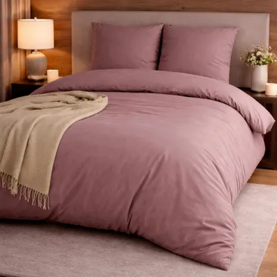 Produktbild von Satin Bettwäsche 200 x 220 cm, mit 2 Kissenbezügen in 80 x 80 cm, mauve, 100% Mako Baumwolle, sleepling