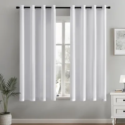 2er-Set transparente Vorhänge, 140x137 cm, weiß, Polyester