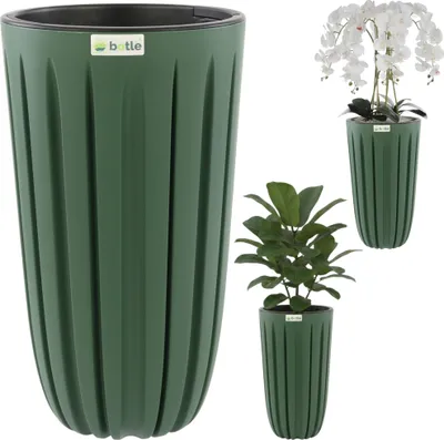Obrázek produktu pro Vysoký květináč, výška 50 cm, zelený, kulatý, matný, stylový