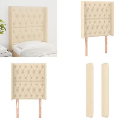 Produktbild von vidaXL Kopfteil mit Ohren Creme 83x16x118/128 cm Stoff - Kopfteil - Kopfteile - Bett-Kopfteil - Bettkopfteil