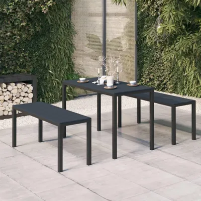 Image de Ensemble de salle à manger 3 pièces acier et WPC Meuble de jardin Lounge Garden Lounge