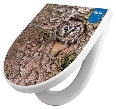 Produktbild von WC Sitz mit Absenkautomatik D Form Motiv Eule [TDW3 10414]