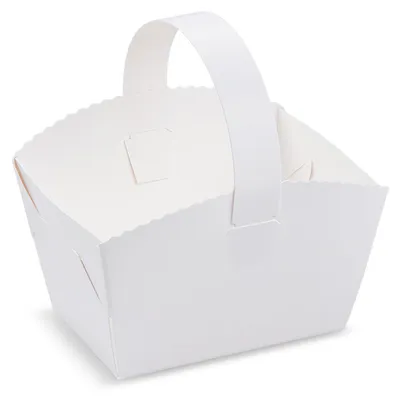 Produktbild von 50x Gebäckkörbchen Tragebox mit Henkel für Brötchen 10x8x6cm weiß