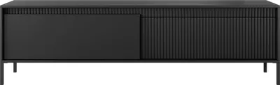 Produktbild von SENSO TV-Lowboard geriffelte MDF-Fronten, Push-to-Open, Schwarz, Metallbeine, 188x40x54 cm