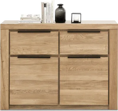 Zdjęcie produktu dla Kommode >Greta< in Eiche Dekor, Eiche teilmassiv - 108x80x40cm (BxHxT)