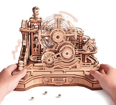 Produktbild von 3D Holzpuzzle Murmelbahn Modellbausatz DIY Bastelset Mechanisches Spielzeug Geschenk für Erwachsene 653 Teile