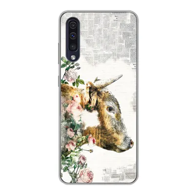 Produktbild von MuchoWow® Handyhülle Schutzhülle Hülle für Samsung Galaxy A30s Schottischer Highlander - Farbe - Blumen Silikon Softcase Handy Hülle - Karteninhaber