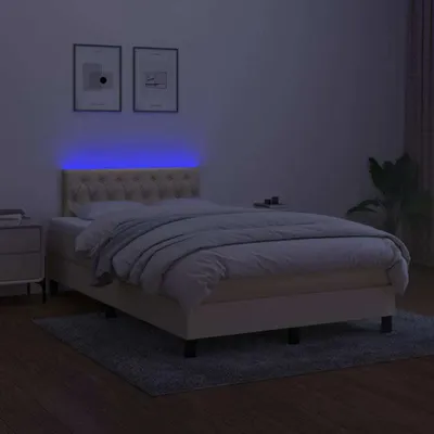 Produktbild von The Living Store Boxspringbett mit Matratze & LED Creme 120x200 cm Stoff
